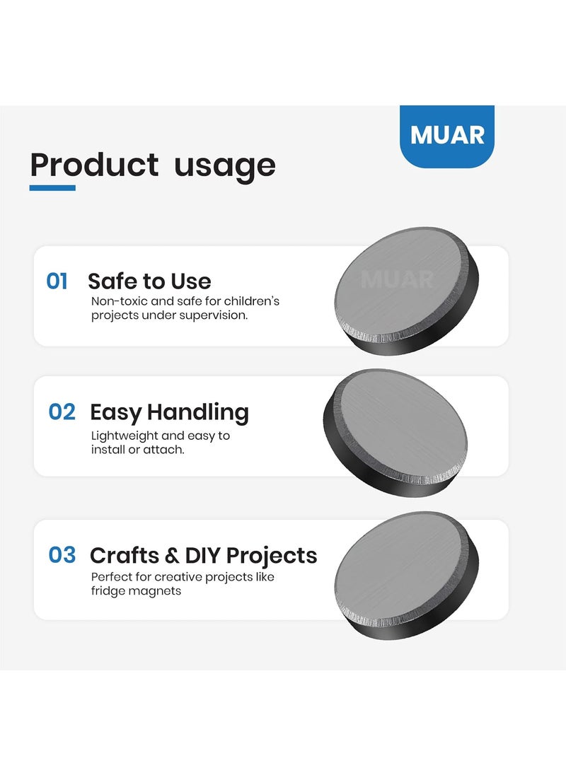 MUAR MUAR Ferrite Ceramic Small Round Magnets 15mm x 3mm Pack of 50 Durable Disc Magnets for Crafts Science Projects DIY Home and Office NonRust Multipurpose Magnet Set  - Image 2