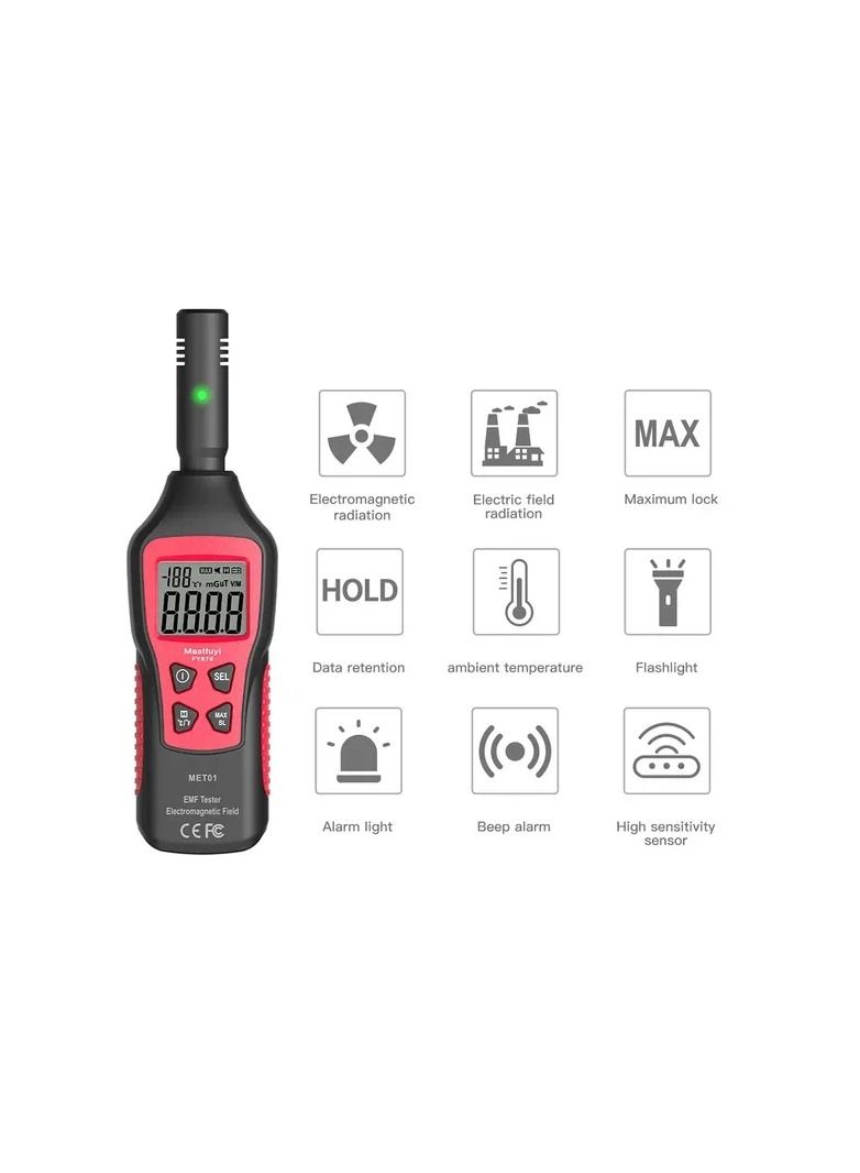 1-Piece EMF Meter Electromagnetic Radiation Detector,Household Handheld High Precision Electromagnetic Wave Radiation Tester - Image 2