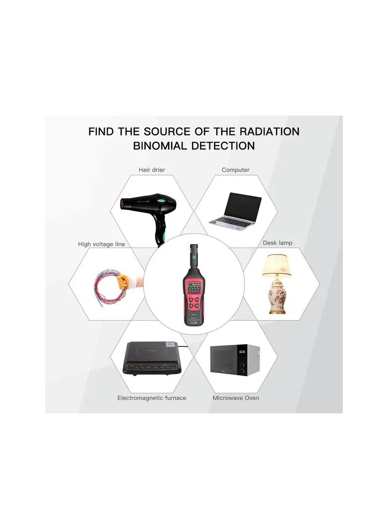 1-Piece EMF Meter Electromagnetic Radiation Detector,Household Handheld High Precision Electromagnetic Wave Radiation Tester - Image 5