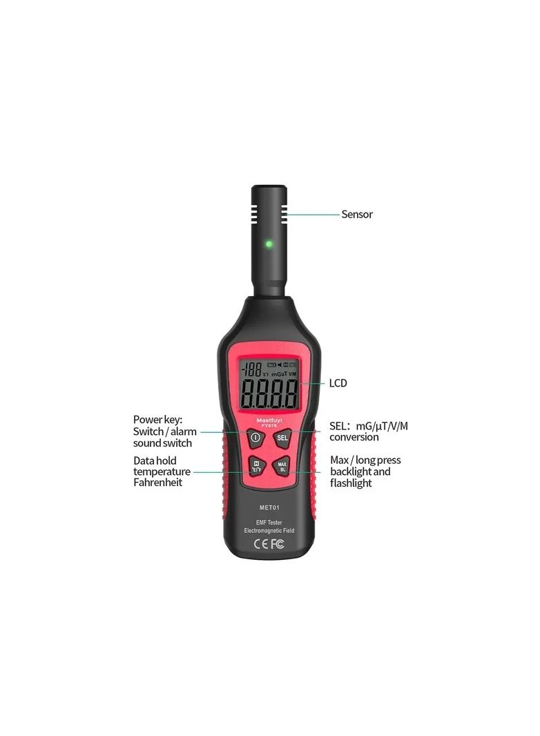 1-Piece EMF Meter Electromagnetic Radiation Detector,Household Handheld High Precision Electromagnetic Wave Radiation Tester - Image 4