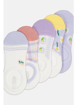 XOXO Women 5 Pairs Round Invisible  Non Terry Socks, Multicolor  - Image 2