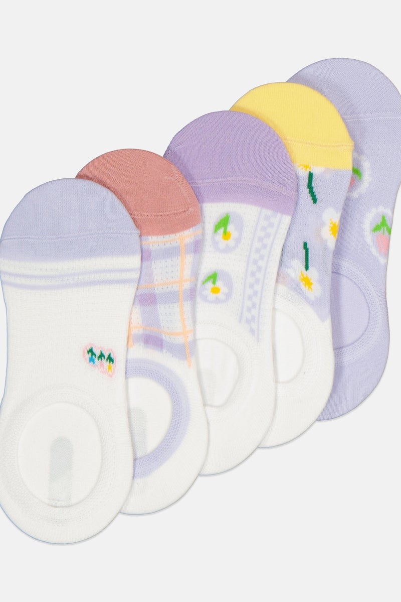 XOXO Women 5 Pairs Round Invisible  Non Terry Socks, Multicolor - Image 2