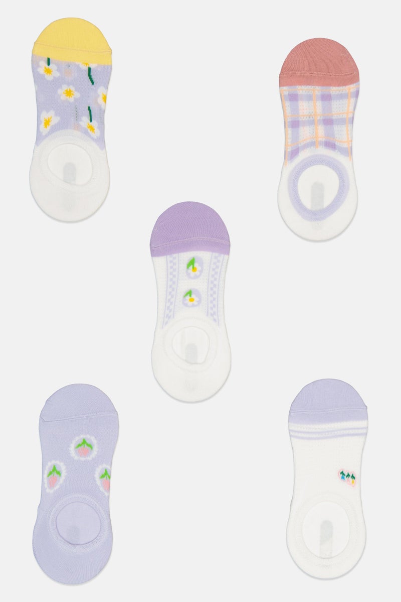 XOXO Women 5 Pairs Round Invisible  Non Terry Socks, Multicolor - Image 1