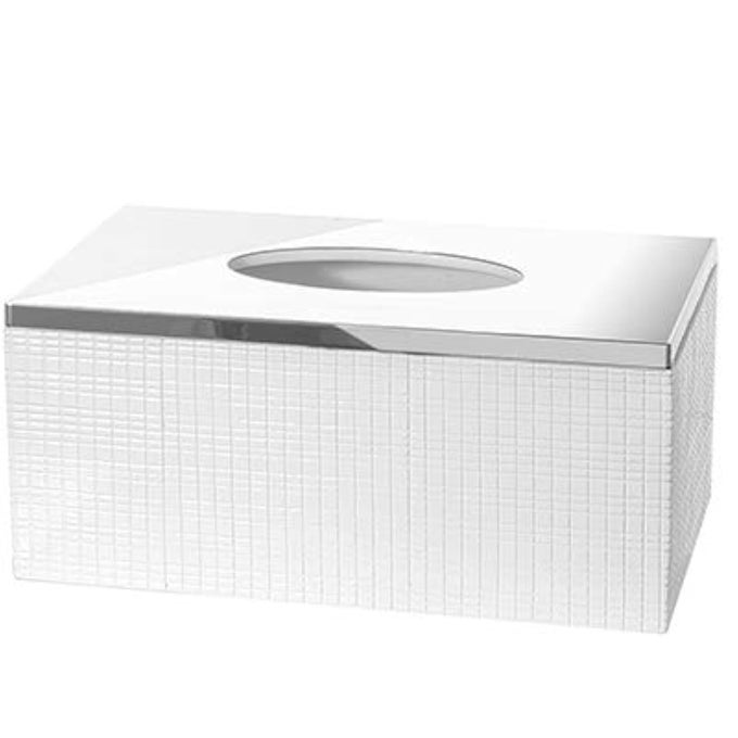 ESTELLA RECTANGLE TISSUE BOX COVER WHITE TISSUE BOX HOLDER RECTANGULAR DECORATIVE TISSUE HOLDER FOR BATHROOM ELEGANT WHITE BATHROOM ACCESSORIES DECOR