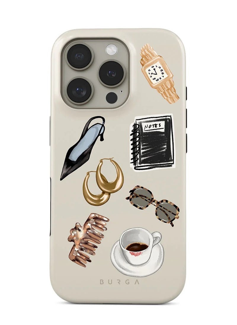 BURGA iPhone 16 Pro Max Case – 2-Piece Hard Shell + TPU Silicone Interior, Shock Absorption, Raised Bezel, Full Port Access, Never-Fading HQ Print – “Boss Babe” Design with Decorative Elements  - Image 1