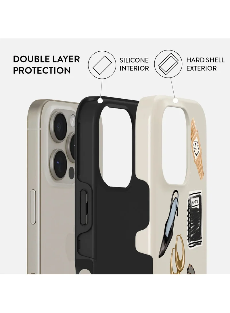 BURGA iPhone 16 Pro Max Case – 2-Piece Hard Shell + TPU Silicone Interior, Shock Absorption, Raised Bezel, Full Port Access, Never-Fading HQ Print – “Boss Babe” Design with Decorative Elements