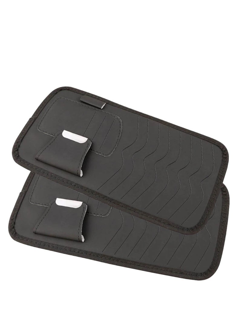 Y&D Car Sun Visor Interior Accessories Cards, 2 Pack Storage Accessory. Safely Store Your Sunglasses, Pens, Cards with 8 CD or DVD Sleeves (Black)  - Image 1