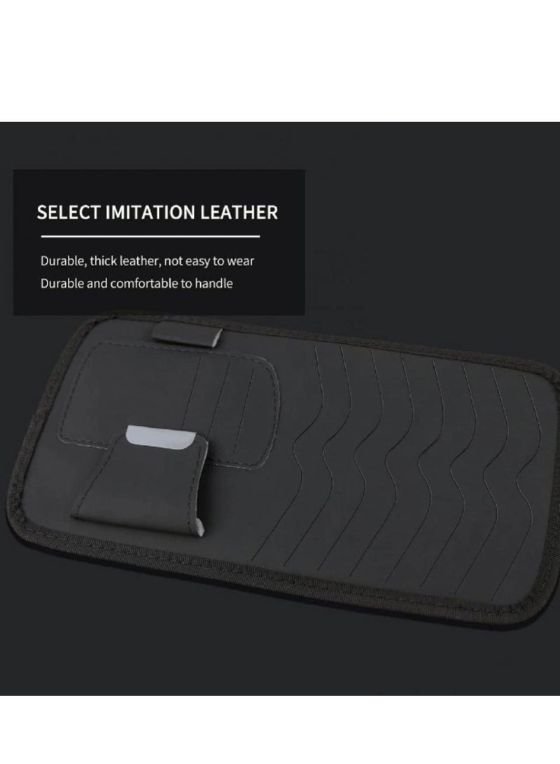 Y&D Car Sun Visor Interior Accessories Cards, 2 Pack Storage Accessory. Safely Store Your Sunglasses, Pens, Cards with 8 CD or DVD Sleeves (Black)  - Image 2