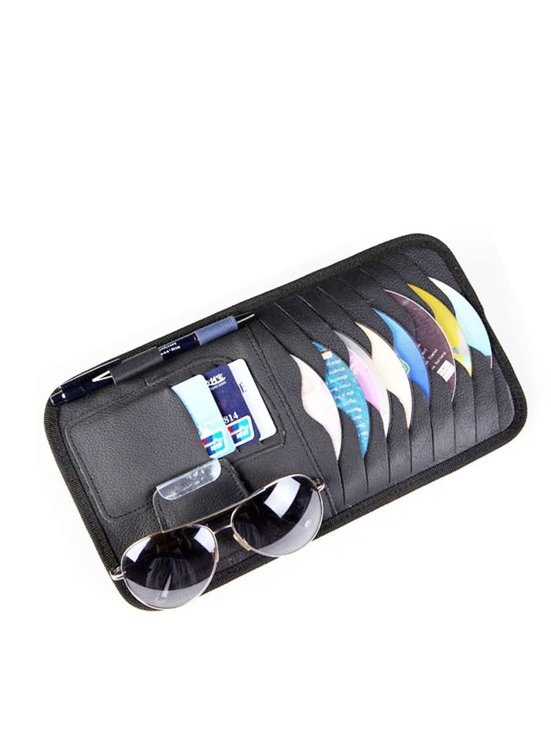 Y&D Car Sun Visor Interior Accessories Cards, 2 Pack Storage Accessory. Safely Store Your Sunglasses, Pens, Cards with 8 CD or DVD Sleeves (Black)  - Image 4