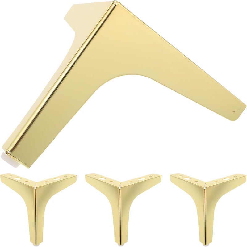 Garneck 4pcs Metal Triangle Furniture Legs Sofa Support for Cabinet Dresser Coffee Table, Gold 13cm Replacement Feet for Bathroom Vanity and Stool - Image 1