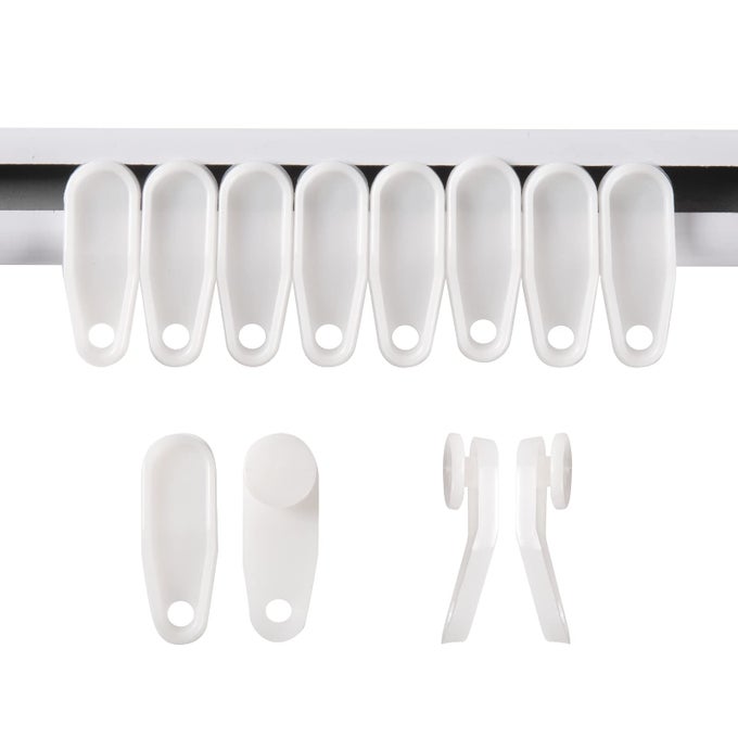 White Traverse Rod Slides Curtain Track Glider Hooks for Curtains50 Pack