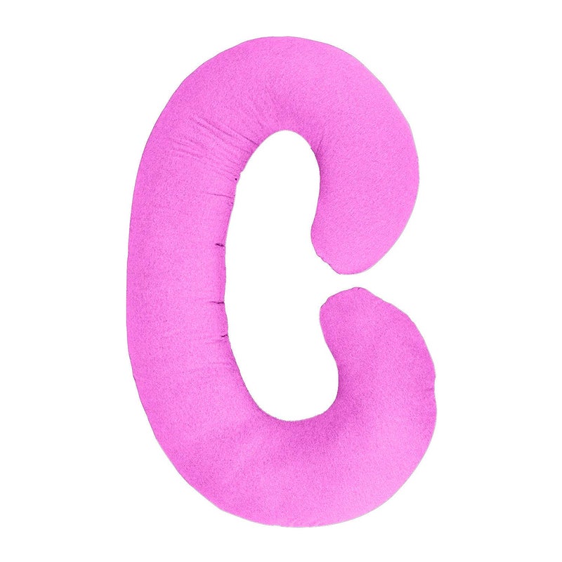 Kesar Enterprises Velvet Ultra Soft Hollow Fibre C Shaped Maternity Pillow,Pregnancy Pillow,Body Pillow with Zippered Cover (Light Pink) - Image 1