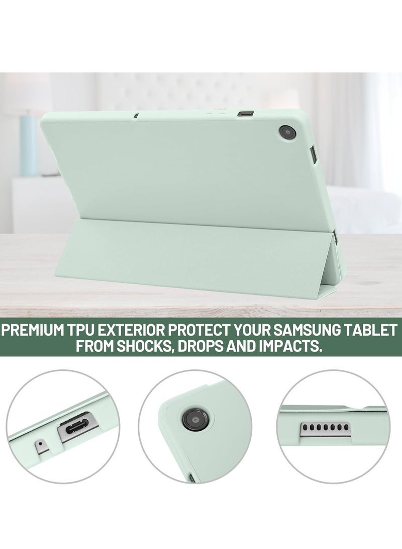 TIGER Case for Samsung Galaxy Tab A9 Plus 11-Inch with Pencil Holder – Slim Lightweight Smart Cover with Auto Sleep/Wake, Soft TPU Back, Shockproof Protective Stand Case, Precise Cutouts – Light Green - Image 3