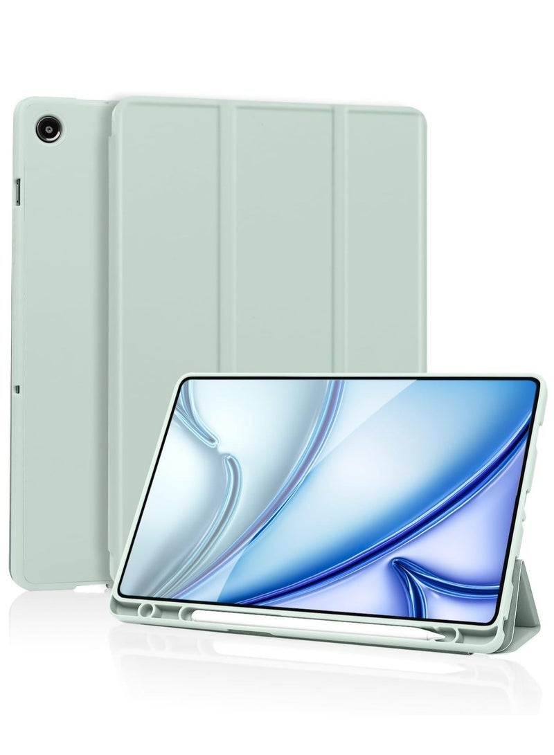 TIGER Case for Samsung Galaxy Tab A9 Plus 11-Inch with Pencil Holder – Slim Lightweight Smart Cover with Auto Sleep/Wake, Soft TPU Back, Shockproof Protective Stand Case, Precise Cutouts – Light Green - Image 1