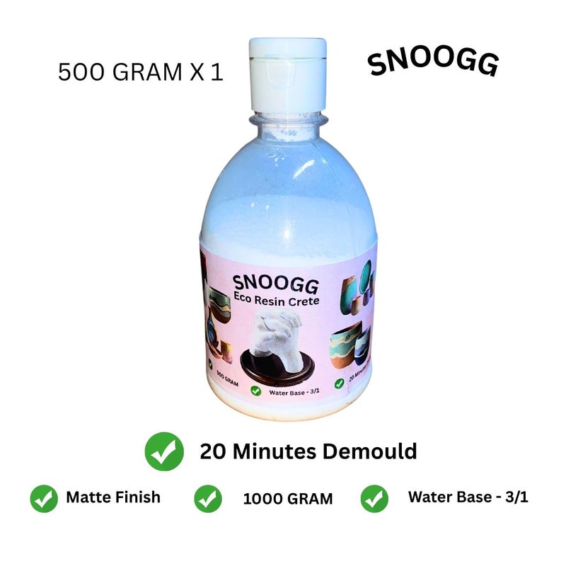 Snoogg بودرة الصب الإيكولوجية: الجيل التالي! لا حاجة لبوليمر منفصل، كل شيء في البودرة، 20 دقيقة لفك القالب. بديل الجيسمونيتي. عديم الرائحة، ذاتية التسوية، مفعلة بالماء. للحرف اليدوية والفنون. - Image 2
