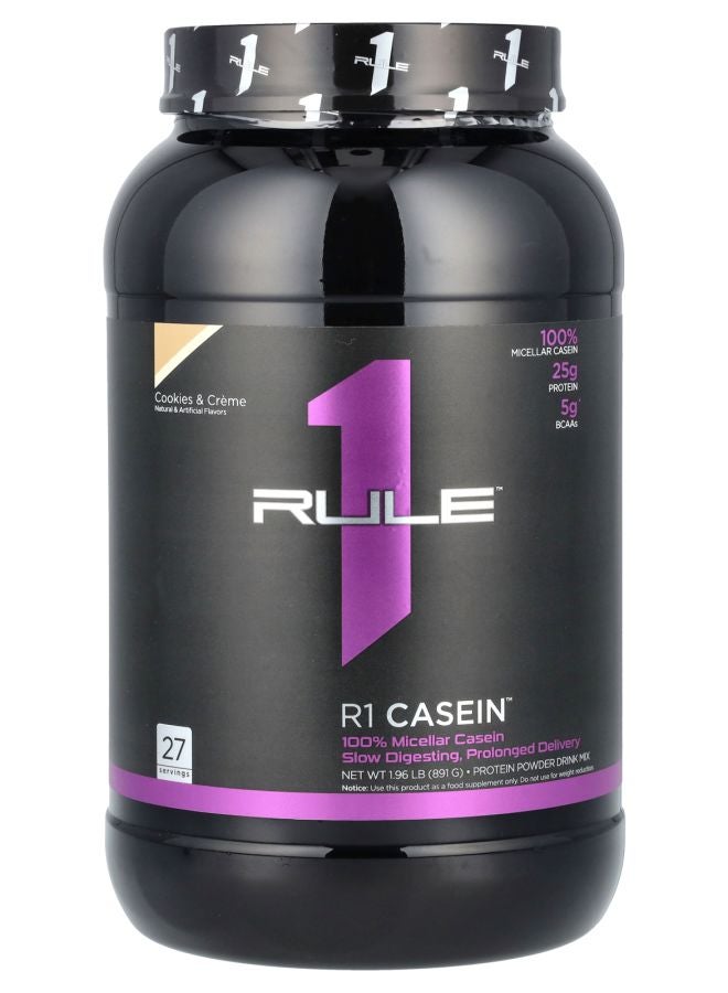 R1 Casein Protein Powder Drink Mix Cookies & Creme 1.96 lb (891 g)