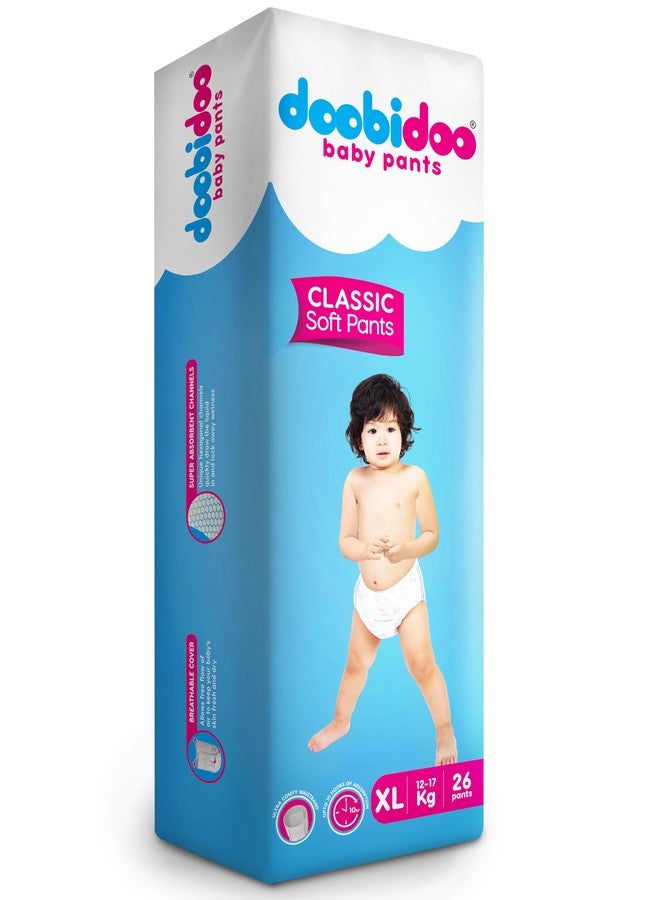 Doobidoo Classic Baby Diaper Pants XL Size (26 Count) | Cushiony Cotton | Diamond Channels | Rash Free | 10 Hours Absorption - Image 1