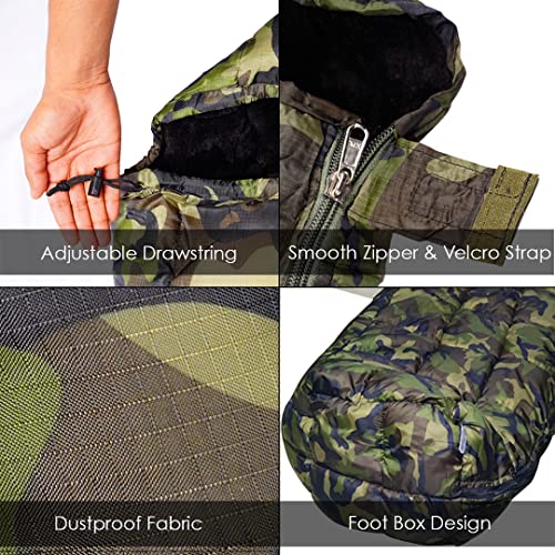 RhinoKraft Camouflage Army Sleeping Bags for Adult with Ultra Soft Fur for Camping, Trekking and Traveling | Weigh 1.9 Kg + Air Travel Pillow - Image 3