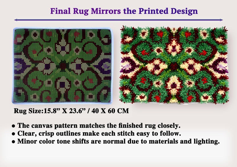 KitsMaster Latch Hook Kits for Adults, Crafts for Adults Women New Hobbies DIY Printed Canvas Rug for Home Decor Festival Gift 23.6''x15.8'' (Symmetrical Splendor) - Image 4