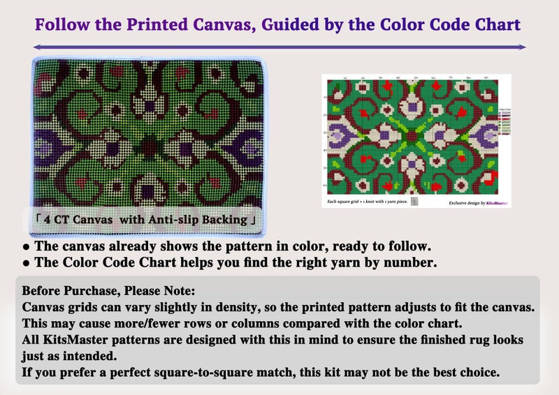 KitsMaster Latch Hook Kits for Adults, Crafts for Adults Women New Hobbies DIY Printed Canvas Rug for Home Decor Festival Gift 23.6''x15.8'' (Symmetrical Splendor) - Image 2