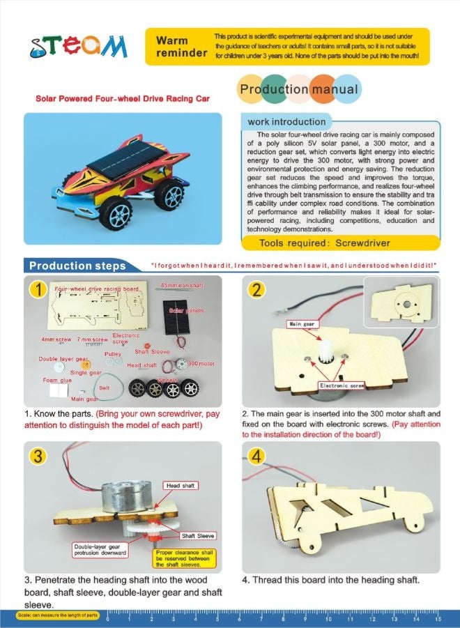 Fatio STEM Toy, Wooden Race Car, Solar-Powered Montessori Toy, DIY 3D puzzle, eco-friendly, handmade, educational toy - Image 3