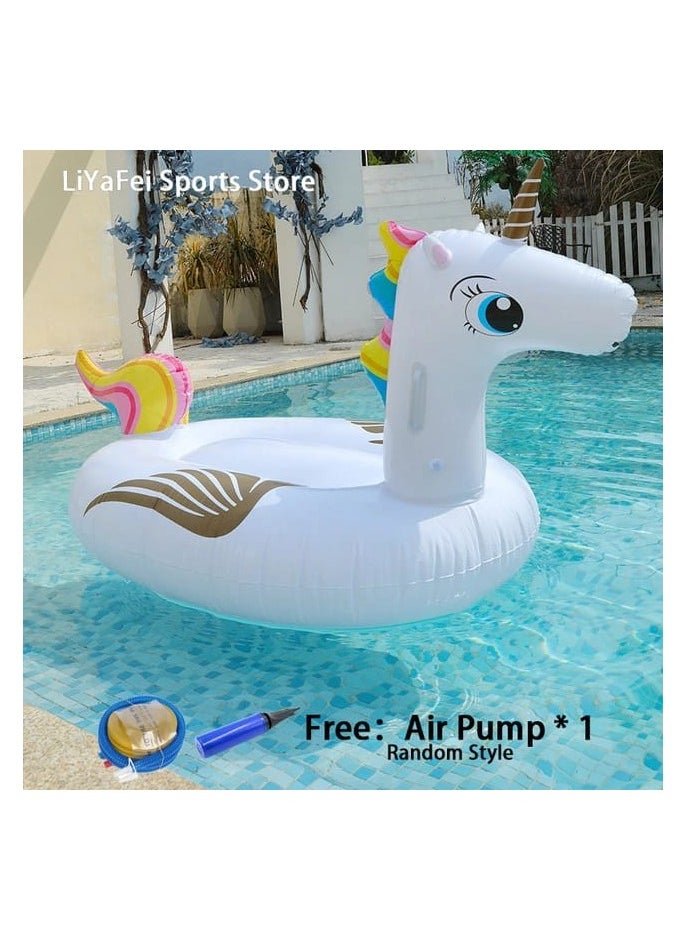 Generic Large White Unicorn Inflatable Floating Row – Adult Beach and Pool Party Water Bed with Handle, Air Mattress for Swimming and Relaxation  - Image 1