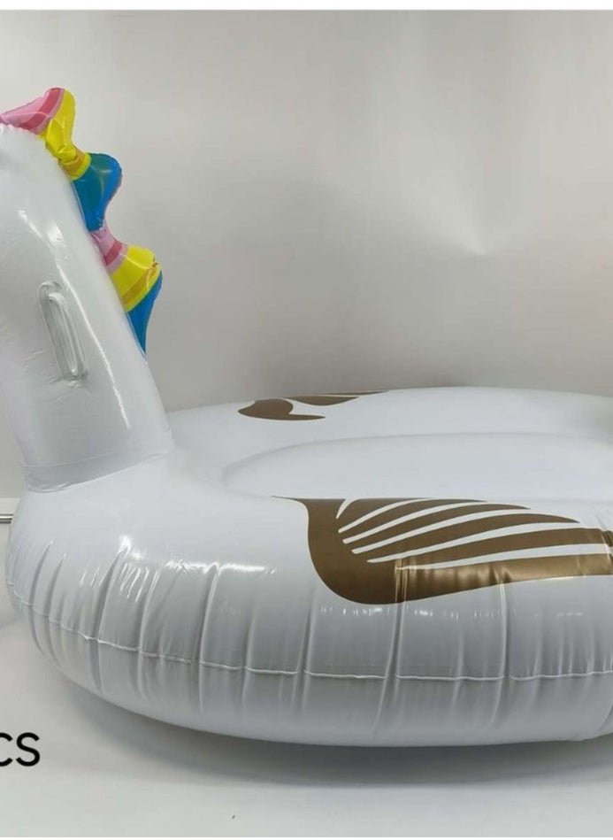 Generic Large White Unicorn Inflatable Floating Row – Adult Beach and Pool Party Water Bed with Handle, Air Mattress for Swimming and Relaxation  - Image 3