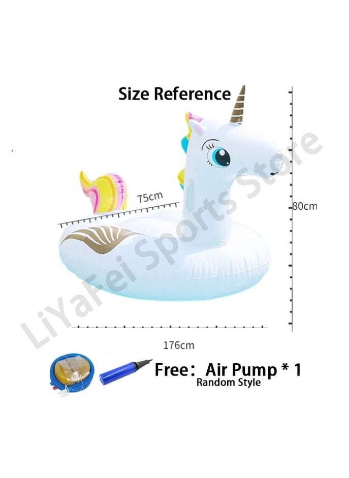 Generic Large White Unicorn Inflatable Floating Row – Adult Beach and Pool Party Water Bed with Handle, Air Mattress for Swimming and Relaxation  - Image 4