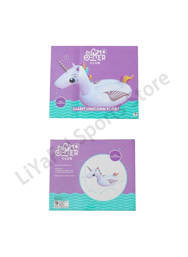Generic Large White Unicorn Inflatable Floating Row – Adult Beach and Pool Party Water Bed with Handle, Air Mattress for Swimming and Relaxation  - Image 2
