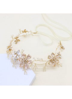 Oriamour Bridal Headpieces Flower Design With Pearls Wedding Headbands Hair Vines For Brides Women Girls Wedding Party (Gold)  - Image 1