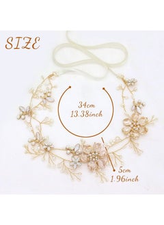 Oriamour Bridal Headpieces Flower Design With Pearls Wedding Headbands Hair Vines For Brides Women Girls Wedding Party (Gold)  - Image 3