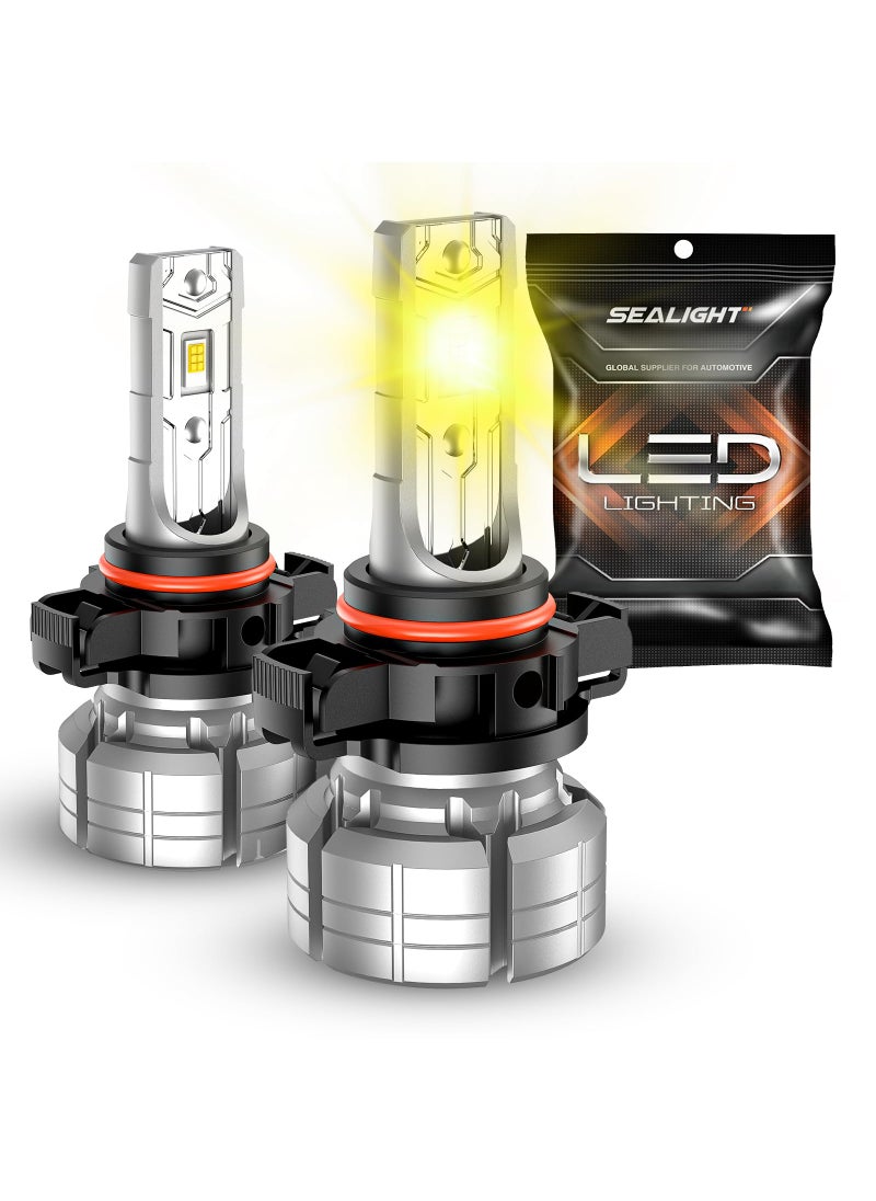 SEALIGHT SEALIGHT 5202 LED Fog Lights Bulbs Yellow or DRL, 10000LM 24W Strong Penetration 5202 5201 PS19W PS24W Fog Light Bulbs LED, 3000K Amber Yellow Fog Lights LED with 5530 CSP Chips. Pack of 2  - Image 1