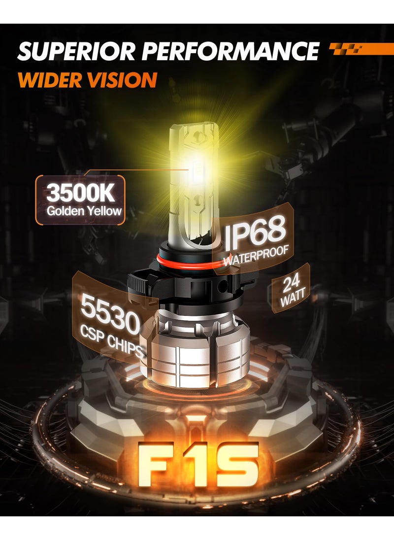 SEALIGHT SEALIGHT 5202 LED Fog Lights Bulbs Yellow or DRL, 10000LM 24W Strong Penetration 5202 5201 PS19W PS24W Fog Light Bulbs LED, 3000K Amber Yellow Fog Lights LED with 5530 CSP Chips. Pack of 2  - Image 3