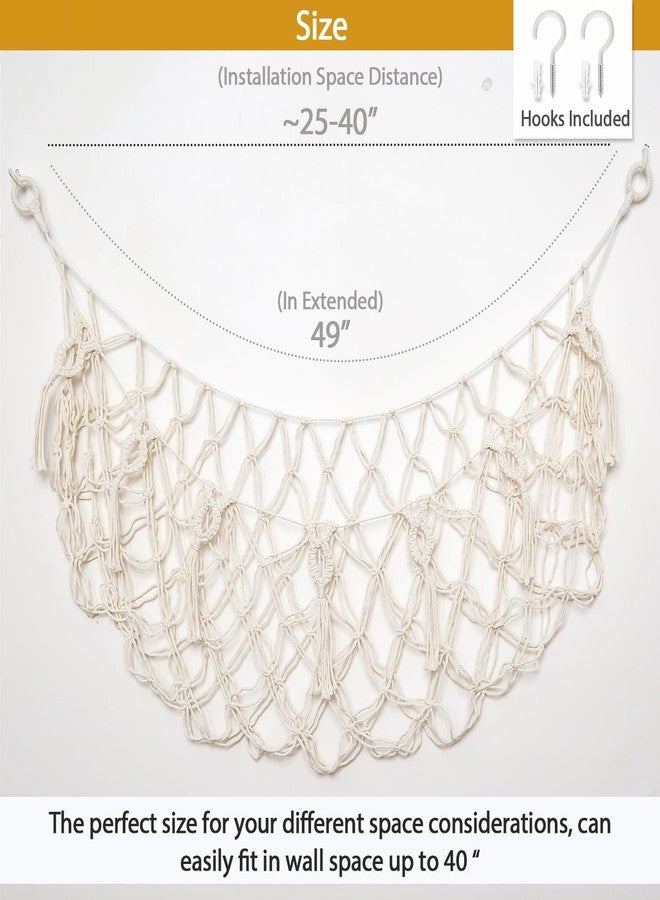 YKBU Stuffy Animal Net for Stuffed Animals Storage Hammock Macrame Stuffed Animal Toy Display Plush Toy Holder Wall Hanging Net for Stuffed Animal Display (Cream,49" W) - Image 4