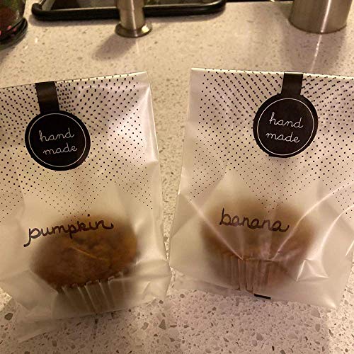 PalkSky (200Pcs)100pcs Translucent Plastic Bags/Bakery Bags with 100pcs Hand made Stickers for Cookie Cake Chocolate Candy Snack Wrapping Good for Bakery Party Supplies - Image 5
