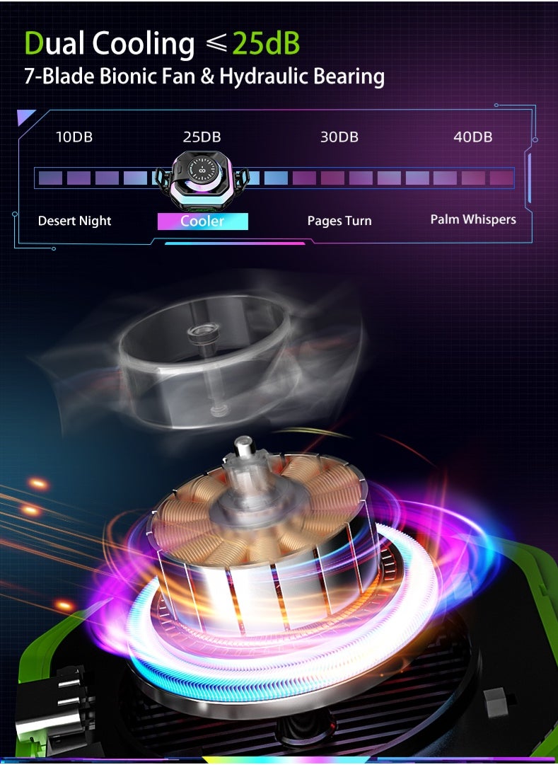 Phone Cooler, Low-Power Cryo Fan, Alloy Ventilation Ducts, Magnetic/Clip Dual-Mode, 3-Gear Smart Temp Control, Quiet Noise Reduction, Colorful LED Temp Display - Cools for Gaming, Streaming, Videos, News, Reading - TikTok YouTube Instagram Compatible (iOS/Android)