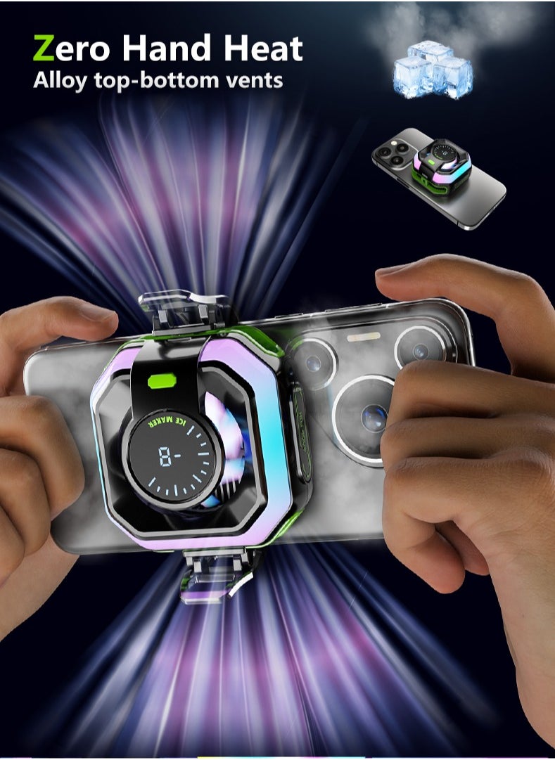ZeeNest Phone Cooler, Low-Power Cryo Fan, Alloy Ventilation Ducts, Magnetic/Clip Dual-Mode, 3-Gear Smart Temp Control, Quiet Noise Reduction, Colorful LED Temp Display - mobile cooling fan for Gaming, Streaming, Videos, News, Reading - TikTok YouTube Instagram Compatible (iOS/Android)  - Image 1