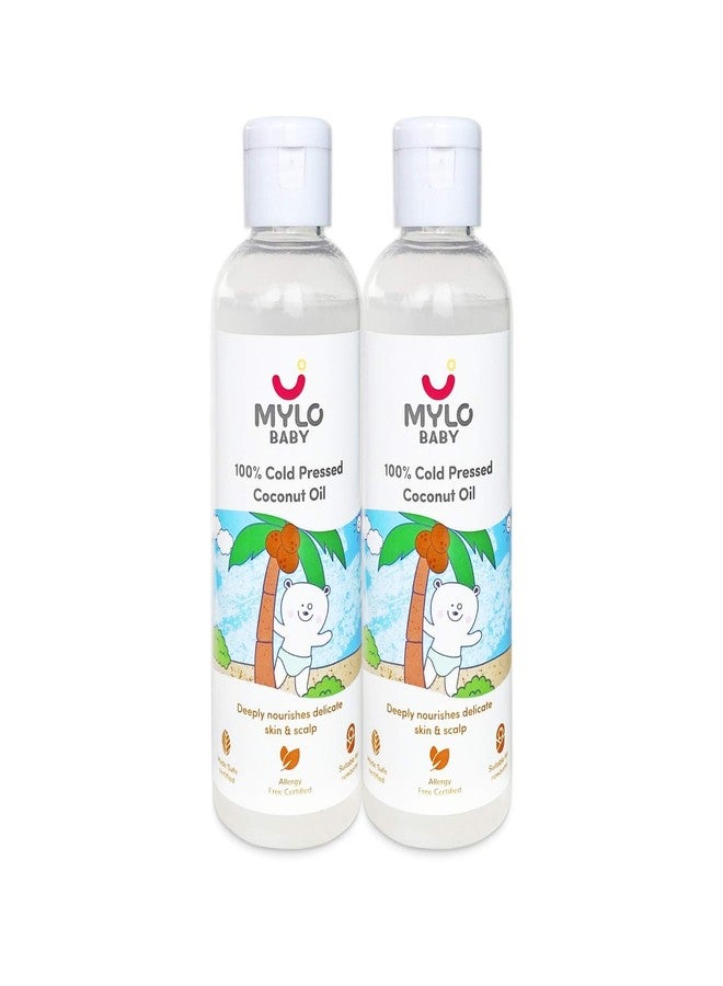 Mylo Baby 100% Cold Pressed Coconut Oil for Baby Massage, Soft Skin & Healthy Hair | Pure, Natural and Safe for New Borns with Vitamin E, Vitamin K and Fatty Acid | 200 ml (Pack of 2) - Image 1