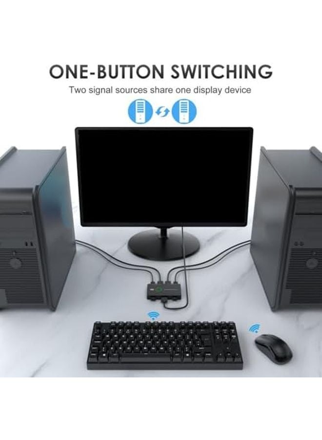 2 Port USB KVM Switch Box Sharing Keyboard Mouse Printer Between 2 Computers - Image 3