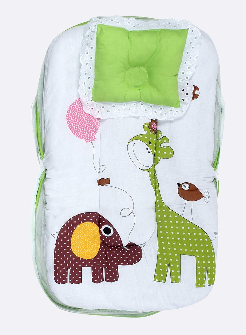 Superminis Digital Print Cotton Bedding Set Thick Base Foldable Blue With Mosquito Net And Head Pillow  Zip Closure - Image 2