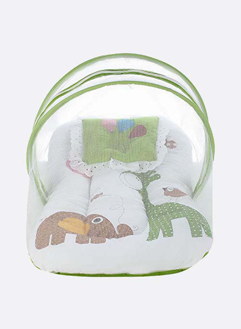 Superminis Digital Print Cotton Bedding Set Thick Base Foldable Blue With Mosquito Net And Head Pillow  Zip Closure - Image 1