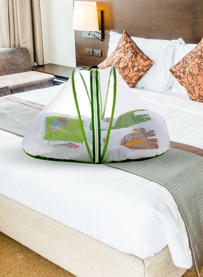 Superminis Digital Print Cotton Bedding Set Thick Base Foldable Blue With Mosquito Net And Head Pillow  Zip Closure - Image 4