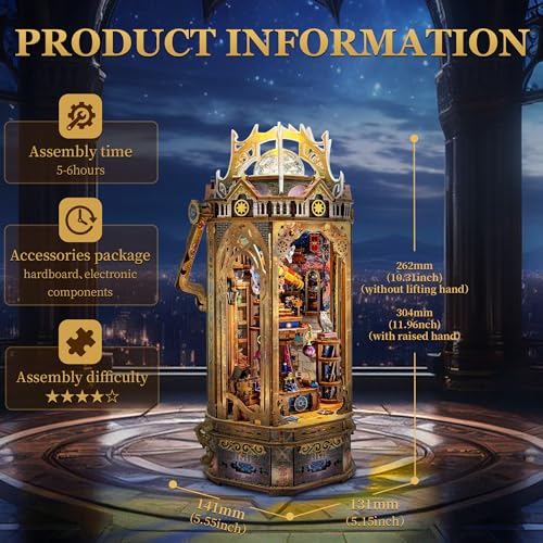 Miggley DIY Miniature House Kit Book Nook Mini House Bookshelf Decor 3D Wooden Puzzle for Adults Birthday Gift for Family Friends Starry Guide Camping Light - Image 5