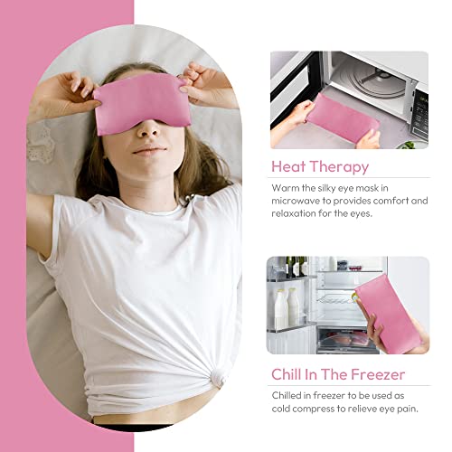 MORLIDEN Lavender Eye Pillows for Relaxation, Yoga Eye Pillow for Meditation, Microwavable Weighted Eye Pillow for Yoga, Moist Heat & Cold Eye Compress with Aromatherapy (Pink) - Image 3