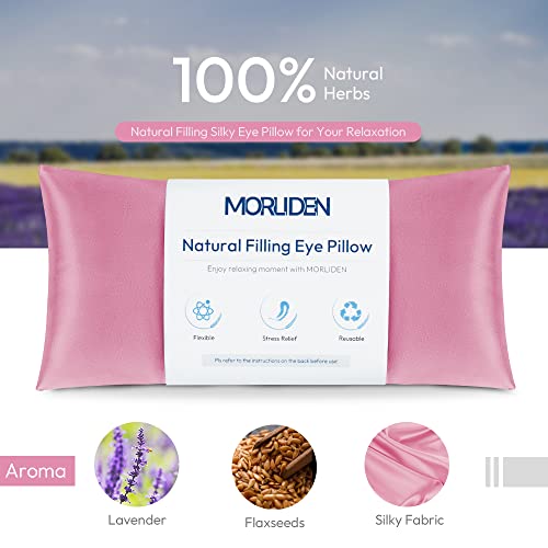 MORLIDEN Lavender Eye Pillows for Relaxation, Yoga Eye Pillow for Meditation, Microwavable Weighted Eye Pillow for Yoga, Moist Heat & Cold Eye Compress with Aromatherapy (Pink) - Image 2