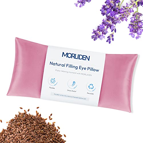 MORLIDEN Lavender Eye Pillows for Relaxation, Yoga Eye Pillow for Meditation, Microwavable Weighted Eye Pillow for Yoga, Moist Heat & Cold Eye Compress with Aromatherapy (Pink) - Image 1