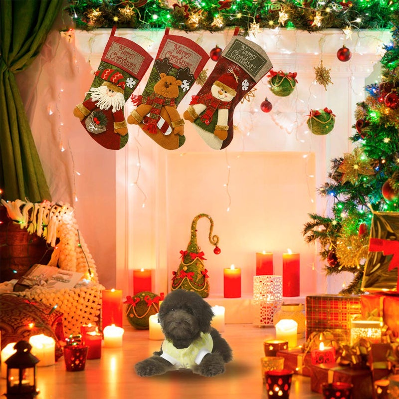 Sunnyglade 3PCS 18" Christmas Stocking Classic Large Stockings Santa, Snowman, Reindeer Xmas Character for Family Holiday Christmas Party Decorations - Image 3