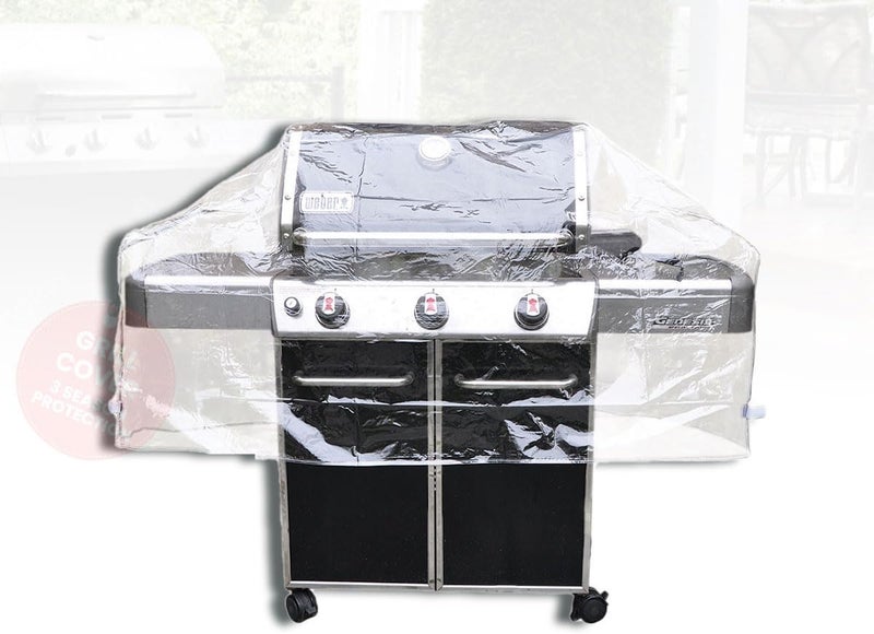 LAMINET Crystal Clear Heavy-Duty Waterproof Plastic Outdoor Furniture Cover - 60 Inches Gas Grill Cover - 3 Season Protection - Keep Rain, Snow & Debris Off! Premium Protection at Economy Price! - Image 1