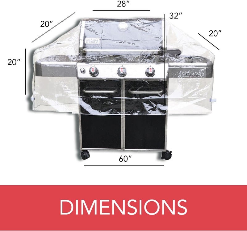 LAMINET Crystal Clear Heavy-Duty Waterproof Plastic Outdoor Furniture Cover - 60 Inches Gas Grill Cover - 3 Season Protection - Keep Rain, Snow & Debris Off! Premium Protection at Economy Price! - Image 3