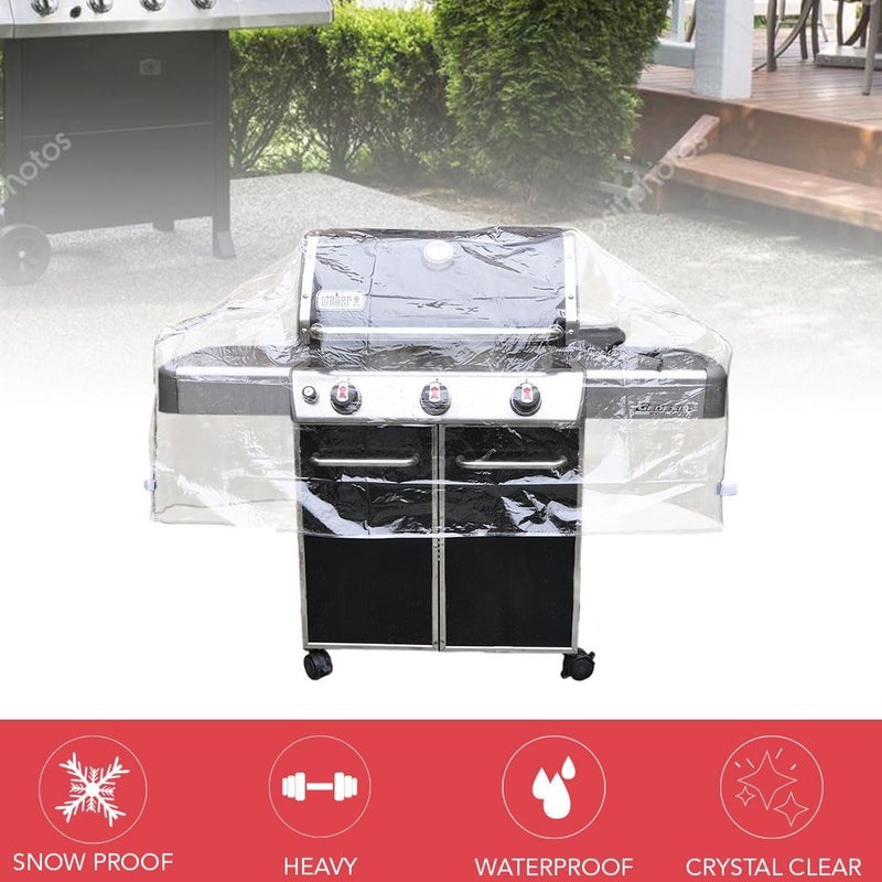 LAMINET Crystal Clear Heavy-Duty Waterproof Plastic Outdoor Furniture Cover - 60 Inches Gas Grill Cover - 3 Season Protection - Keep Rain, Snow & Debris Off! Premium Protection at Economy Price! - Image 2